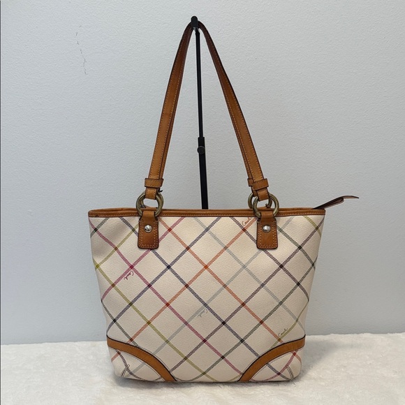 Coach Peyton Tattersall Stripe Shoulder Bag - Picture 4 of 8